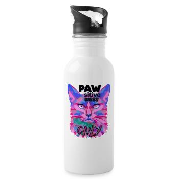 Sigura design PAW Positive Vibes Cat - Trinkflasche mit integriertem Trinkhalm - Weiß - Rechts