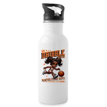 Dribble Queen Basketball Cartoon - Water bottle with straw - white - Right