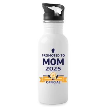 Mama seit 2025 – Stolze neue Mama Design - Trinkflasche mit integriertem Trinkhalm - Weiß - Rechts