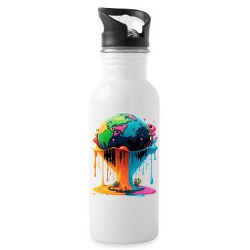 Globus - Erde - Weltkugel - Trinkflasche mit integriertem Trinkhalm - Weiß - Rechts