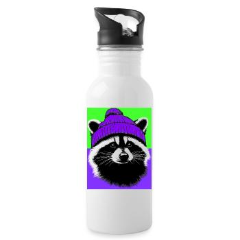 Raccoon - Water bottle with straw - white - Right