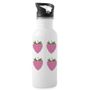 Raspberry Double Cluster Pattern - Water bottle with straw - white - Right