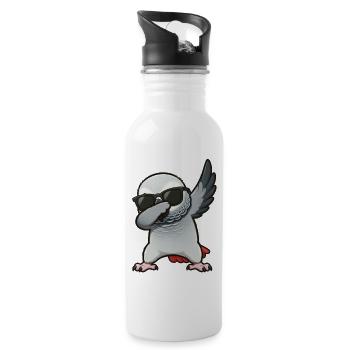 Dabbing Graupapagei - Trinkflasche mit integriertem Trinkhalm - Weiß - Rechts
