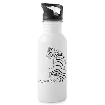 Tiger. - Trinkflasche mit integriertem Trinkhalm - Weiß - Rechts