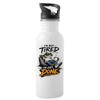 Not Tired Just Done Frog - Water bottle with straw - white - Right