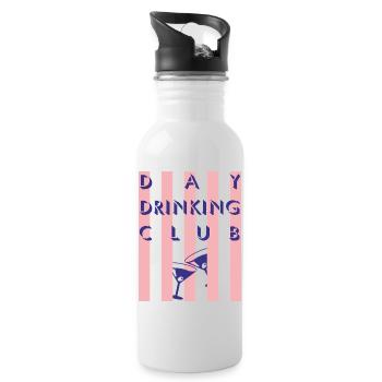 Imprimé rayé de club à boire de jour - Gourde avec paille intégrée - blanc - Droite
