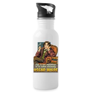 Oscar Wilde Life - Trinkflasche mit integriertem Trinkhalm - Weiß - Rechts