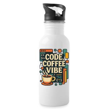 Code Coffee Vibe – Lustiges Programmer T-Shirt - Trinkflasche mit integriertem Trinkhalm - Weiß - Rechts
