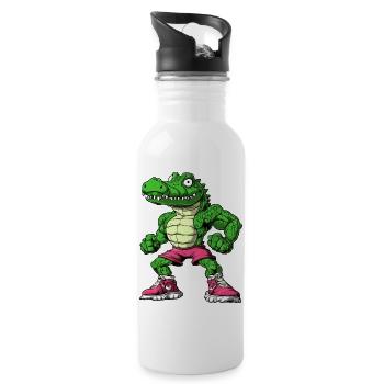 Gym Alligator - Gourde avec paille intégrée - blanc - Droite
