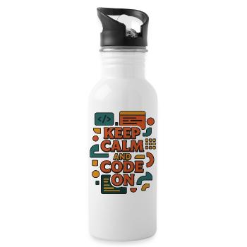 Keep Calm and Code On – Lustiges Coder Shirt - Trinkflasche mit integriertem Trinkhalm - Weiß - Rechts