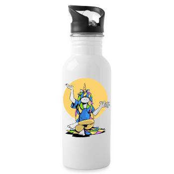 Unicorn Master Yogi - Water bottle with straw - white - Right