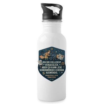 True Crime Humor Serienmörder Spruch - Trinkflasche mit integriertem Trinkhalm - Weiß - Rechts