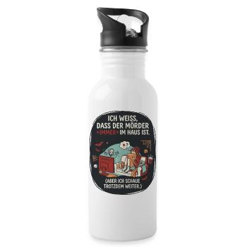 Horror Filme Schauen Lustiger Spruch - Trinkflasche mit integriertem Trinkhalm - Weiß - Rechts