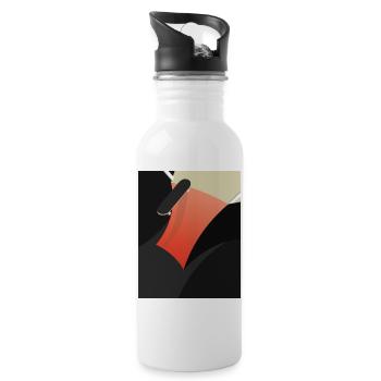 Abstract Red Skateboard - Water bottle with straw - white - Right