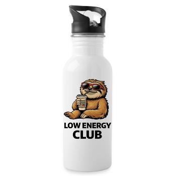 Low Energy Sloth Coffee Club - Water bottle with straw - white - Right