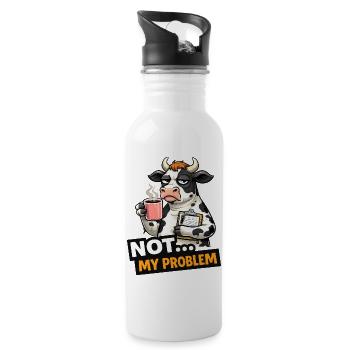 Not My Problem Cow Coffee Mood - Water bottle with straw - white - Right