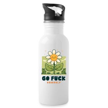Freche Blume - Trinkflasche mit integriertem Trinkhalm - Weiß - Rechts