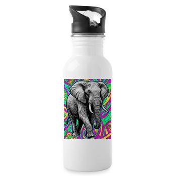 Elefant - Trinkflasche mit integriertem Trinkhalm - Weiß - Rechts