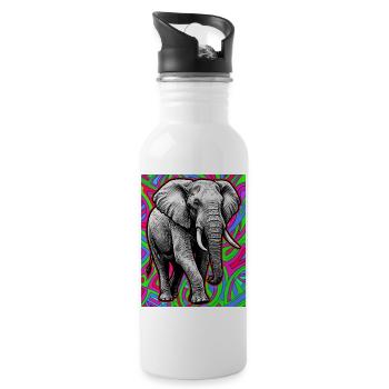 Elefant - Trinkflasche mit integriertem Trinkhalm - Weiß - Rechts