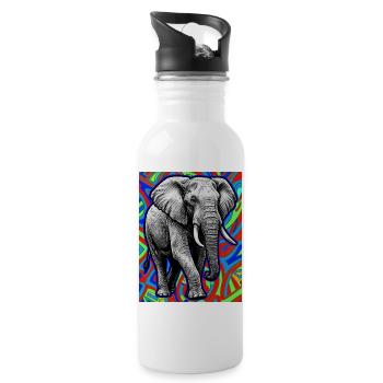 Elefant - Trinkflasche mit integriertem Trinkhalm - Weiß - Rechts