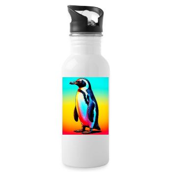 penguin - Water bottle with straw - white - Right