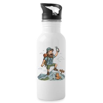 Wandern Empfang Gipfel Humor - Trinkflasche mit integriertem Trinkhalm - Weiß - Rechts