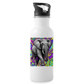 éléphant - Gourde avec paille intégrée - blanc - Droite