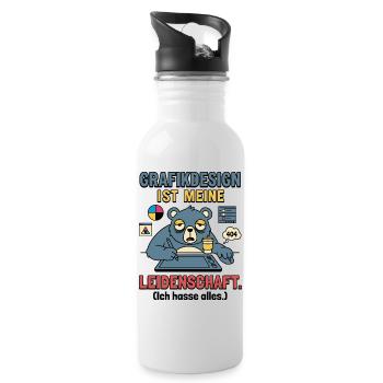 Grafikdesign Leidenschaft lustig Designer - Trinkflasche mit integriertem Trinkhalm - Weiß - Rechts