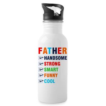 Bester Vater Gutaussehender Starker Witziger Hemd - Trinkflasche mit integriertem Trinkhalm - Weiß - Rechts