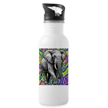Elefant - Trinkflasche mit integriertem Trinkhalm - Weiß - Rechts