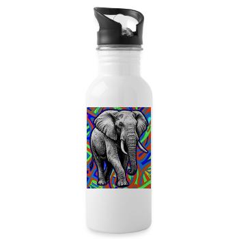 Elefant - Trinkflasche mit integriertem Trinkhalm - Weiß - Rechts