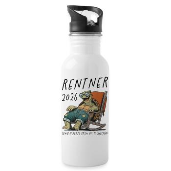Relaxte Schildkröte im Loungesessel Rentner 2026 - Trinkflasche mit integriertem Trinkhalm - Weiß - Rechts