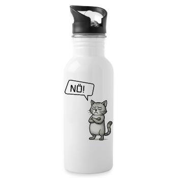 Katze sagt NÖ! – Mein neues Lieblingsmotto - Trinkflasche mit integriertem Trinkhalm - Weiß - Rechts