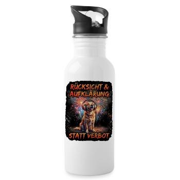 Feuerwerk Pyrotechnik Aufklärung - Trinkflasche mit integriertem Trinkhalm - Weiß - Rechts