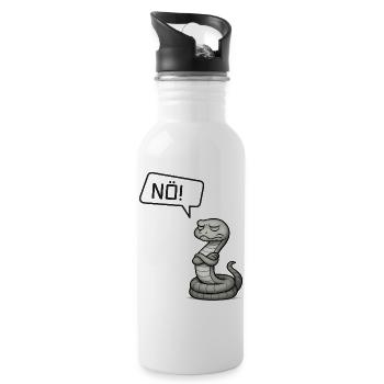 Nö! Schlange – Giftiger Blick & sturer Kopf - Trinkflasche mit integriertem Trinkhalm - Weiß - Rechts