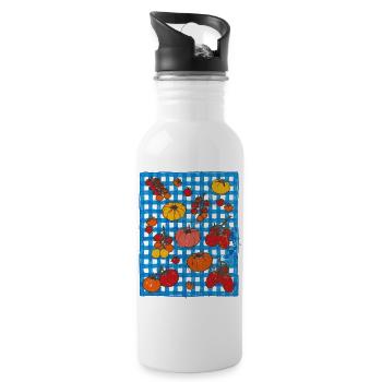 Cute Tomato Shirt, Cute Tomato Retro Apron - Water bottle with straw - white - Right