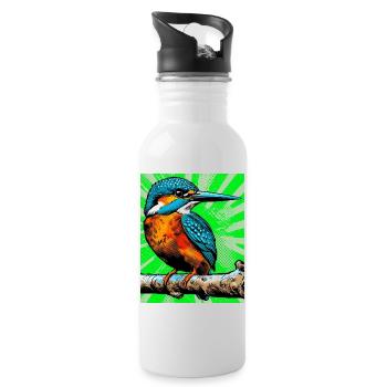 kingfisher - Water bottle with straw - white - Right