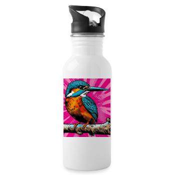 kingfisher - Water bottle with straw - white - Right