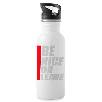 Be Nice Or Leave Funny Statement Attitude Saying - Water bottle with straw - white - Right
