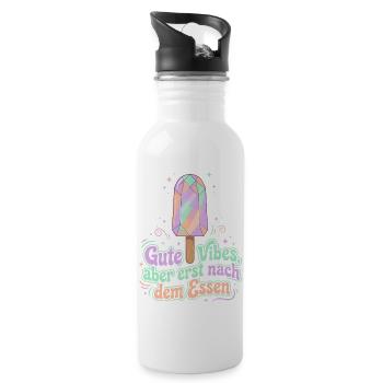 Kristall Eis, Gute Vibes - Trinkflasche mit integriertem Trinkhalm - Weiß - Rechts