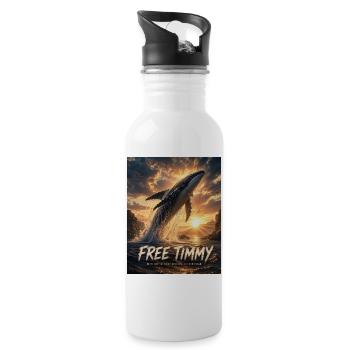 Timmy der Wal  - Trinkflasche mit integriertem Trinkhalm - Weiß - Rechts