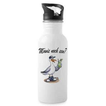 Möwe - Möwie noch een Plattdeutsch Nordsee Humor - Trinkflasche mit integriertem Trinkhalm - Weiß - Rechts