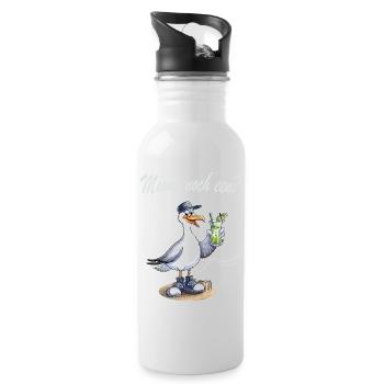 Möwe  Möwie noch een Nordsee Humor Plattdeutsch - Trinkflasche mit integriertem Trinkhalm - Weiß - Rechts