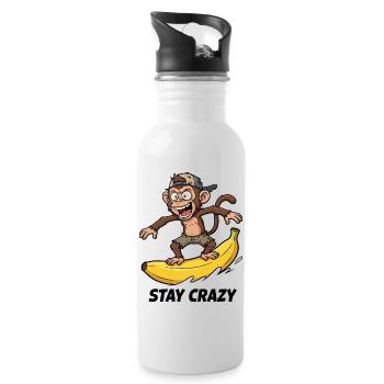 Bananen-Surf-Affe - Trinkflasche mit integriertem Trinkhalm - Weiß - Rechts