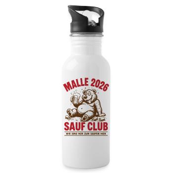 Malle 2026 Sauf Club Wir sind nur zum saufen hier - Trinkflasche mit integriertem Trinkhalm - Weiß - Rechts
