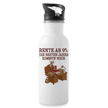 Rente ab 95 - Trinkflasche mit integriertem Trinkhalm - Weiß - Rechts