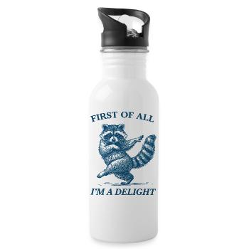 Zunächst einmal bin ich ein Delight-Waschbär - Trinkflasche mit integriertem Trinkhalm - Weiß - Rechts