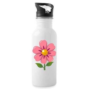 Fleurs pastel fleurs, rose cadeau maman - Gourde avec paille intégrée - blanc - Droite
