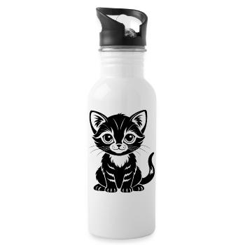 Cute Cat - Water bottle with straw - white - Right