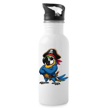 Piratenvogel mit Augenklappe - Trinkflasche mit integriertem Trinkhalm - Weiß - Rechts